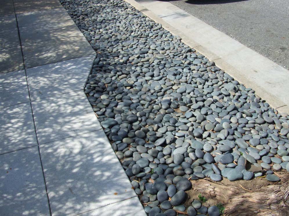 Smooth Gray Stone Parking Strip